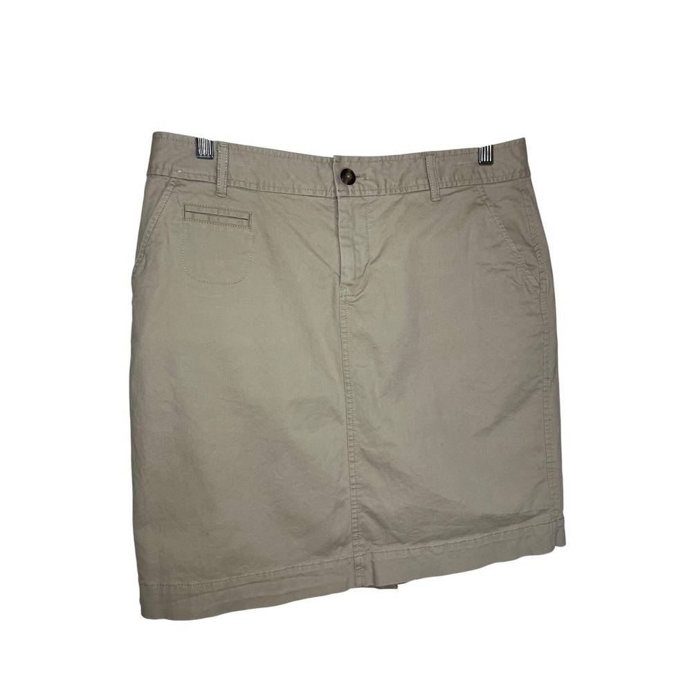 Old Navy Skirt Women 10 Khaki Tan Chino Stretch Cotton Skirt Front Coin Pocket
